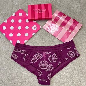 Y2k Victoria’s Secret PINK Purple Floral Lace & Mesh XLR Cheekster Panty Large L